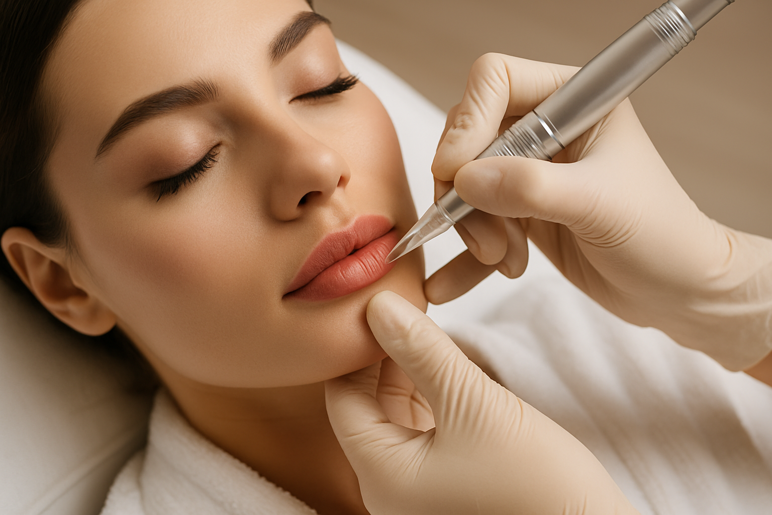 Permanent lip blush and Aquarelle lips at L&Y Aesthetics in West Hills